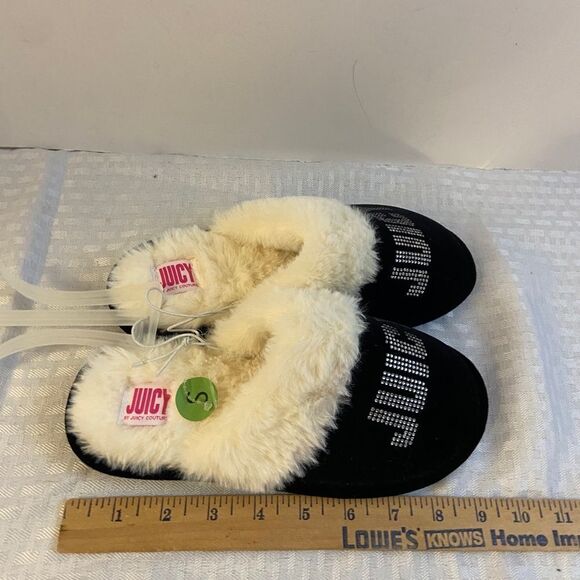Juicy Couture Slippers  Gabi Crystal Small fur lined new - Picture 5 of 5